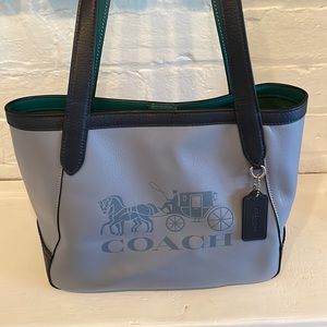 Coach Handbag - Dusty Blue/Navy & Hunter Green